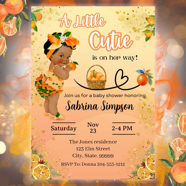 Invitation Une petite Cutie est sur son chemin Baby shower Gi (Créateur téléchargé)