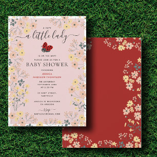 Invitation Une petite dame coccinelle fleurs sauvages fille B