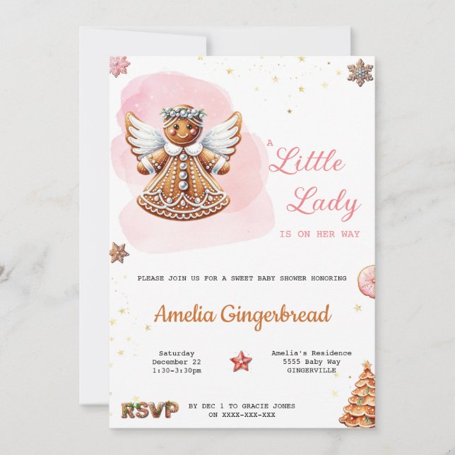 Invitation Une Petite Dame Est En Chemin De Baby shower (Devant)