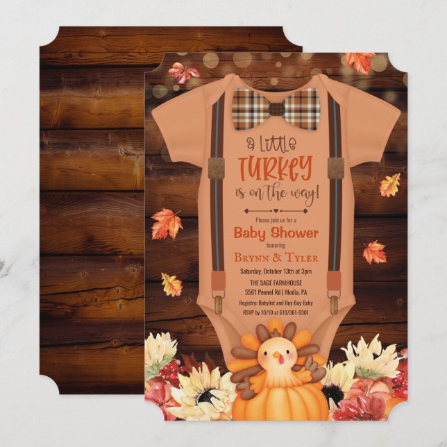 Invitation Une petite dinde Faire part de naissance rustique  (Devant / Derrière)