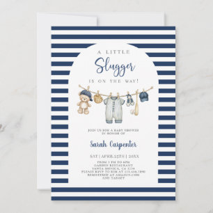 Invitation Une petite douche de bébé garçon Slugger