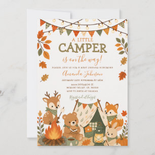 Invitation Une petite douche pour bébé campeur automne forêt