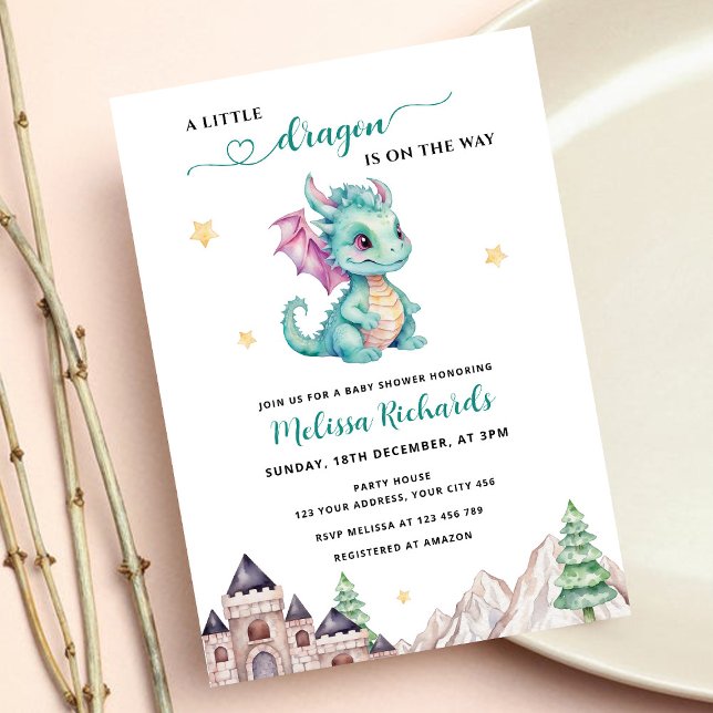 Invitation Une petite dragonne arrive Baby Shower (Créateur téléchargé)