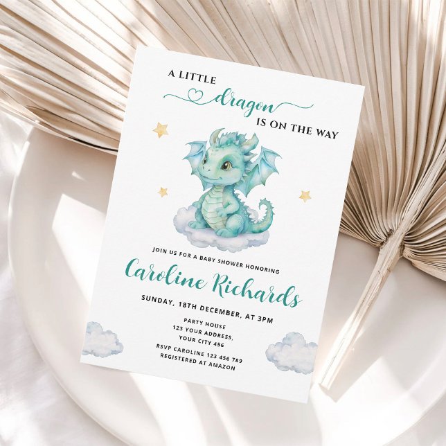 Invitation Une petite dragonne arrive Baby Shower (Créateur téléchargé)