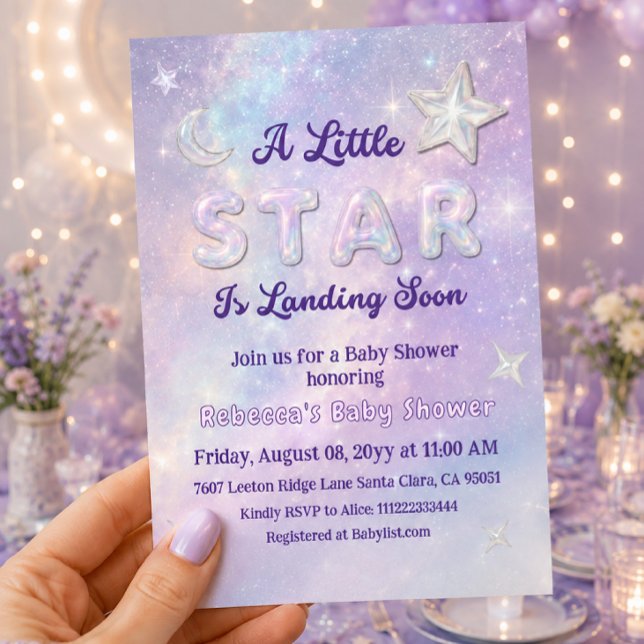 Invitation Une petite étoile atterrit Fête de naissance céles (Créateur téléchargé)