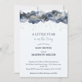 Invitation Une petite étoile céleste marine nuage Baby Shower