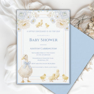 Invitation Une petite fauvette Bleu Jaune Cute Baby Shower