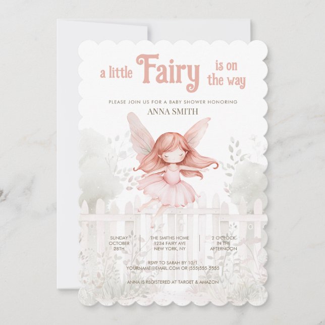 Invitation "Une petite fée est en route" Baby shower (Devant)