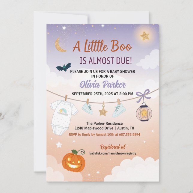 Invitation Une petite fée Halloween Baby Shower - Bébé d'Auto (Devant)