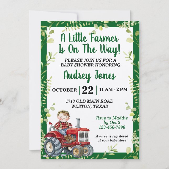 Invitation Une petite ferme arrive Baby Shower (Devant)