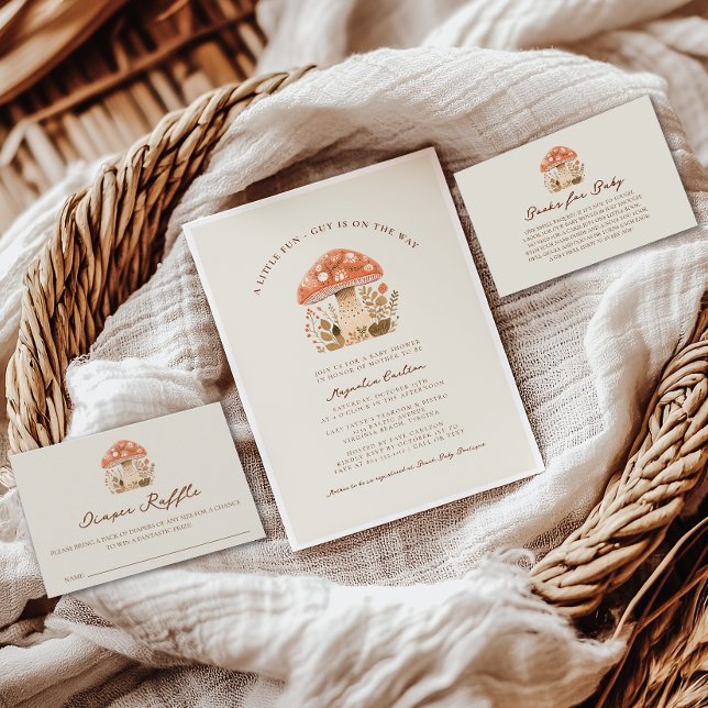 Invitation Une petite fête champignon Fun Guy Baby Shower d'a (Little Fun-gi Mushroom Baby Shower )