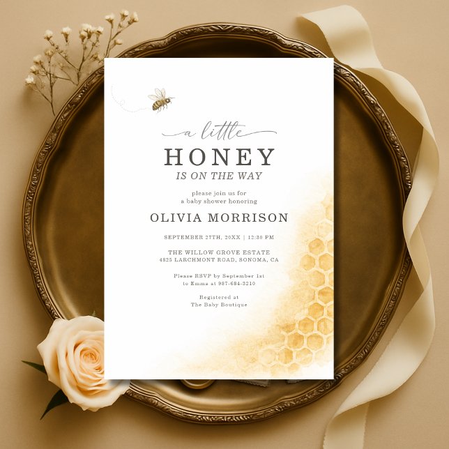 Invitation Une petite fête de bébé abeille en nid d'abeille (Créateur téléchargé)