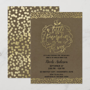 Invitation Une petite fête de bébé automnale citrouille rusti