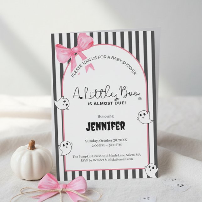 Invitation Une petite fête de bébé Boo • Halloween rose (Créateur téléchargé)