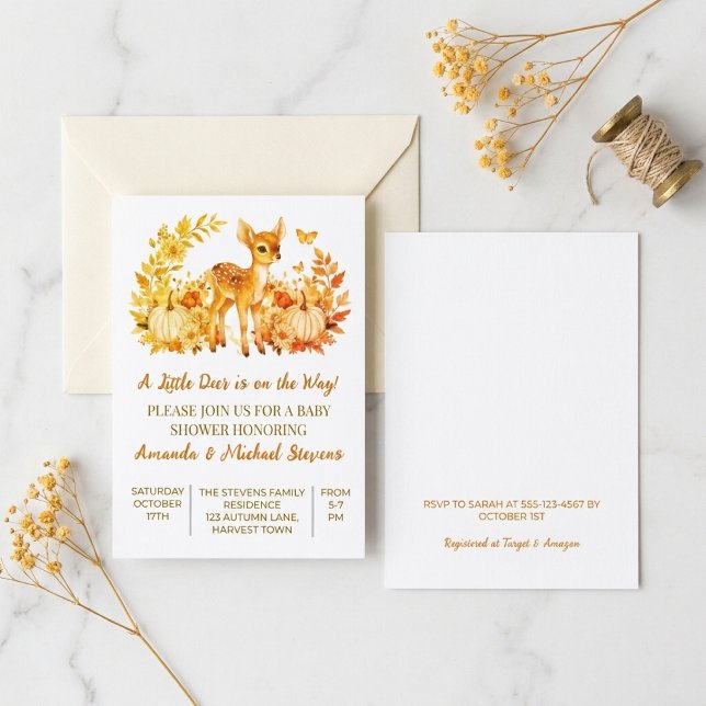 Invitation Une petite fête de bébé cerf | Bois automnal (Créateur téléchargé)