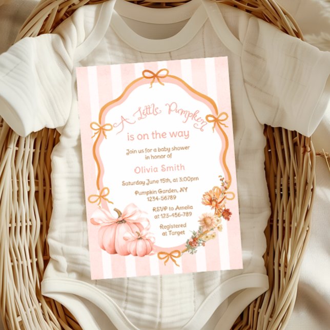 Invitation Une petite fête de bébé citrouille d'automne (Créateur téléchargé)