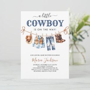 Invitation Une petite fête de bébé Cowboy Wild West Blue garç