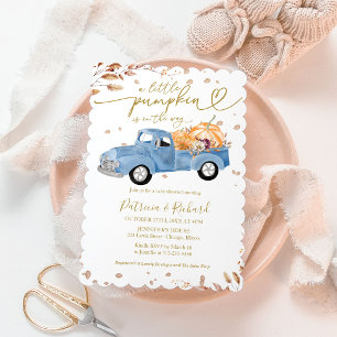 Invitation Une petite fête de bébé garçon citrouille camion b