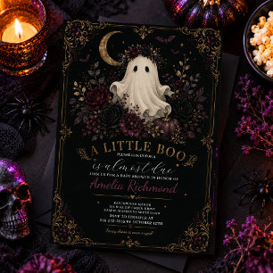 Invitation Une petite fête de bébé Halloween florale gothique