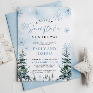 Invitation Une petite Fête de Bébé Hiver Bleu Flocon de Neige