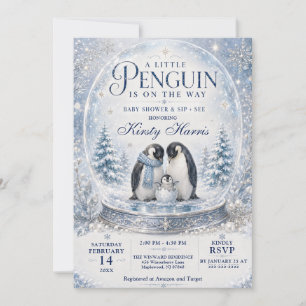 Invitation Une petite fête de bébé pingouin en hiver Baby Sho