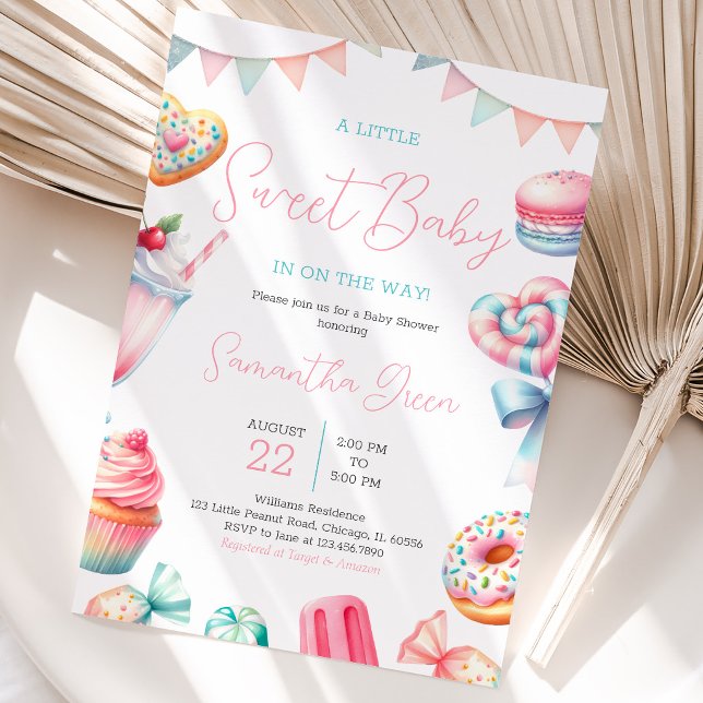 Invitation Une petite fête de bébé sucrée (Créateur téléchargé)