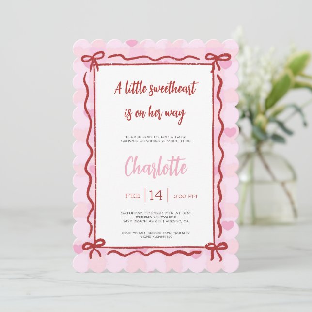 Invitation Une petite fête de douche de bébé coquette chérie  (Debout devant)