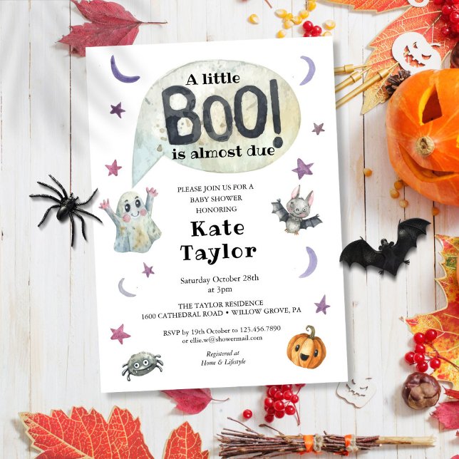 Invitation Une petite fête Halloween pour bébé (A Little Boo Halloween Baby Shower Invitation)