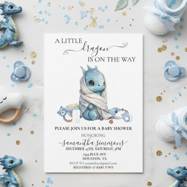 Invitation Une petite fête pour l'arrivée du bébé dragon  (Créateur téléchargé)