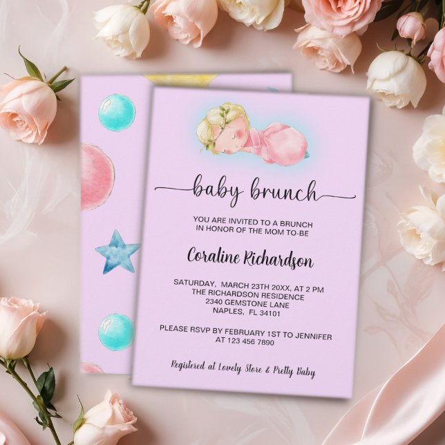 Invitation Une petite fille adorable Baby Brunch (Créateur téléchargé)