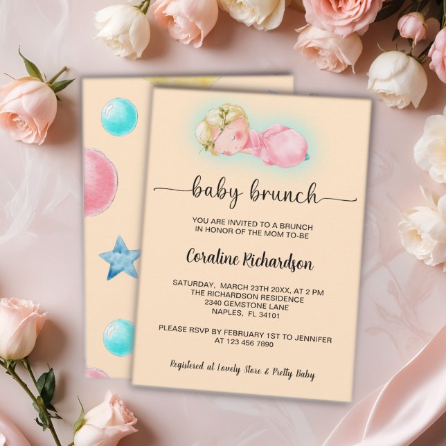 Invitation Une petite fille adorable Baby Brunch (Créateur téléchargé)