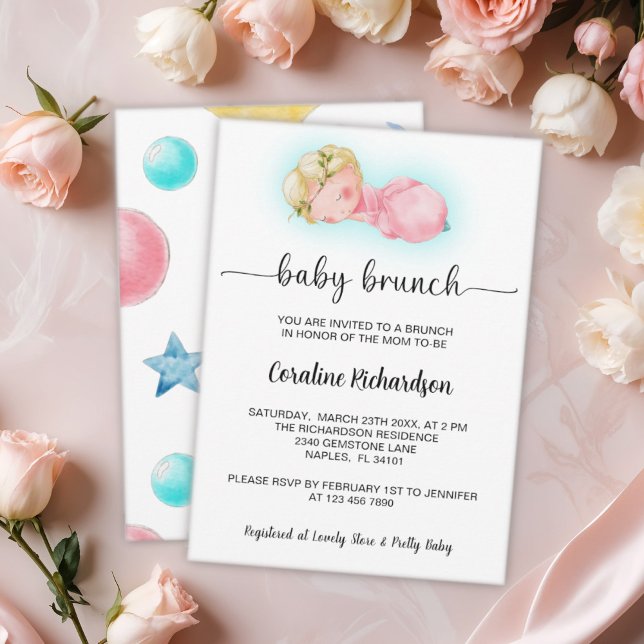 Invitation Une petite fille adorable Baby Brunch (Créateur téléchargé)