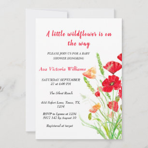 Invitation Une petite fille aux fleurs sauvages Baby Shower C