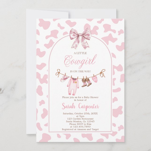 Invitation Une petite fille Baby shower Cowgirl (Devant)