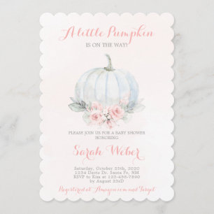 Invitation Une petite fille baby shower de chute rose citroui