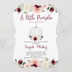 Invitation Une petite fille citrouille de baby shower d'autom