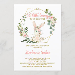 Invitation Une petite fille de baby shower Bunny