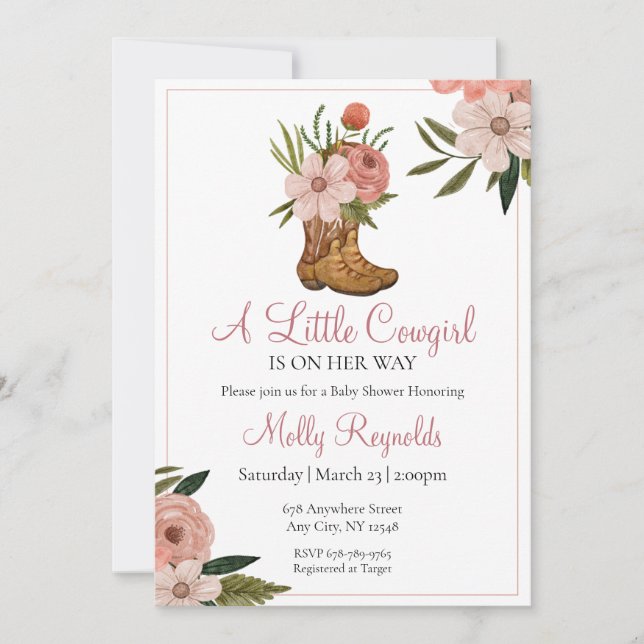 Invitation Une petite fille est en chemin Baby shower Invitat (Devant)