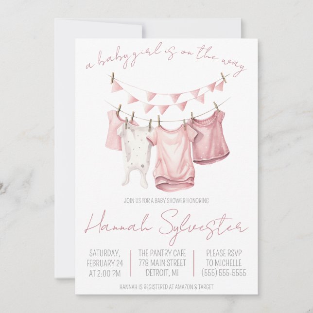 Invitation Une petite fille est en route ! Baby shower (Devant)