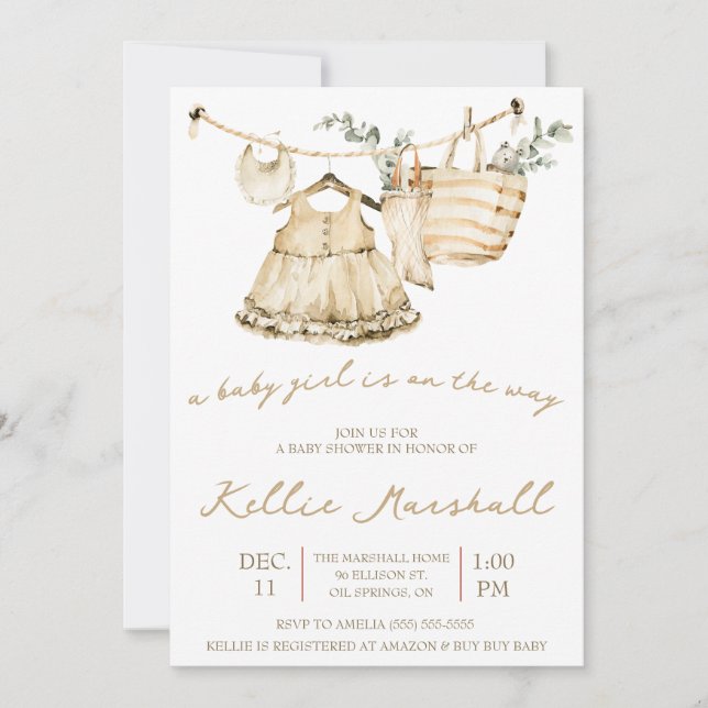 Invitation Une petite fille est en route ! Baby shower (Devant)