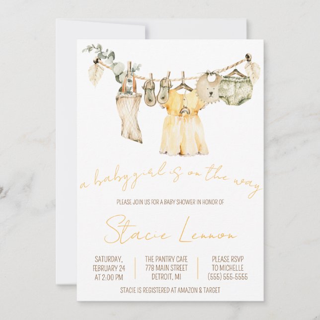 Invitation Une petite fille est en route ! Baby shower (Devant)