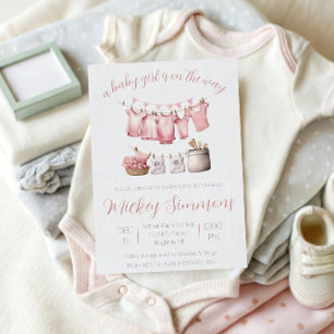 Invitation Une petite fille est en route ! Linge à linge Baby