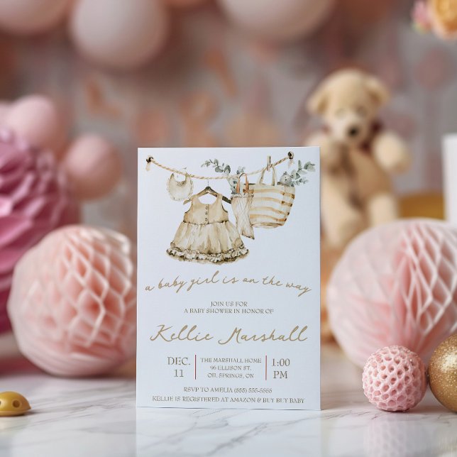 Invitation Une petite fille est en route ! Linge de bébé Baby (Créateur téléchargé)