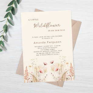 Invitation Une petite fille fleur sauvage Baby shower boho