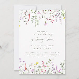 Invitation Une Petite Fille Fleur sauvage Fête d'Anniversaire