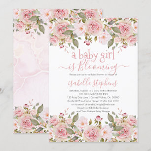Invitation Une Petite Fille Fleurit Un Baby shower Floral Ros