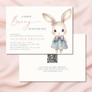 Invitation Une petite fille lapin QR Baby Shower