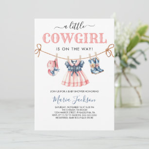 Invitation Une petite fille sauvage Baby shower de fille bleu