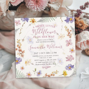 Invitation Une petite fille sauvageonne aquarelle Baby Shower