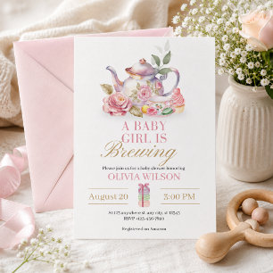 Invitation Une petite fille se prépare – Thé à la rose Baby S